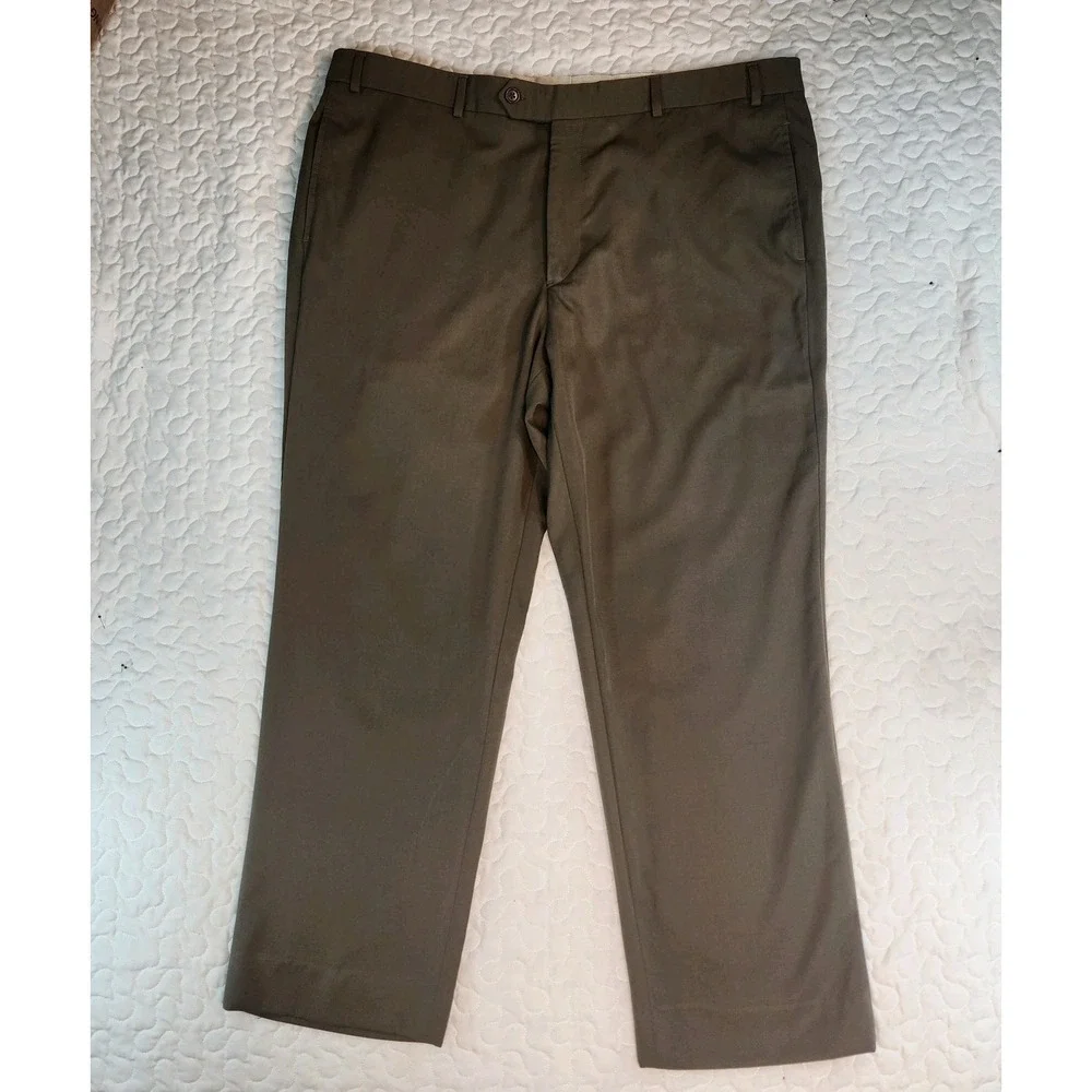 42x27 Brooks Brothers Pants (2) Madison Fit Gray Brown Clean Pressed